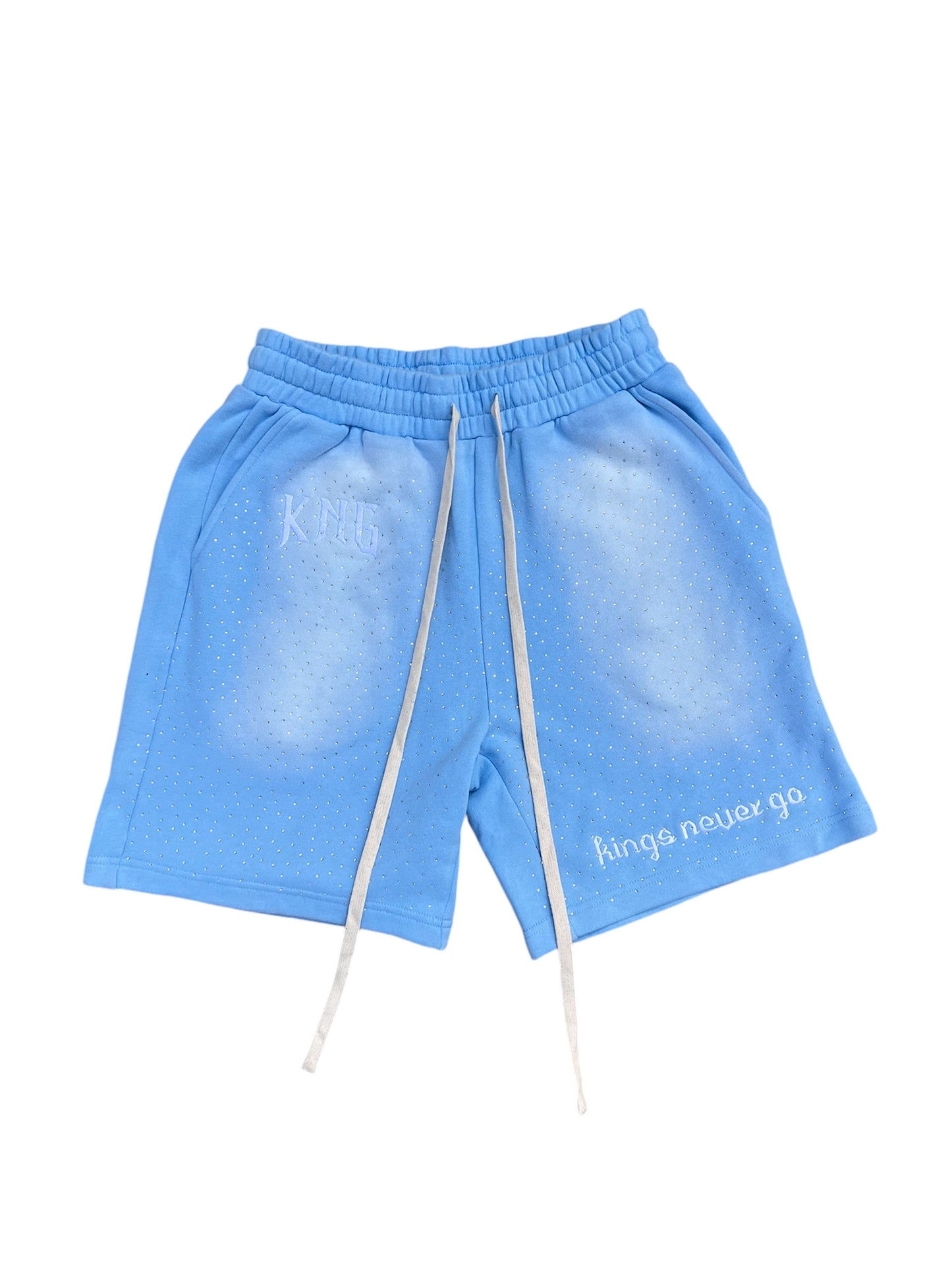 Rhinestone Shorts Sun Dried Light Blue