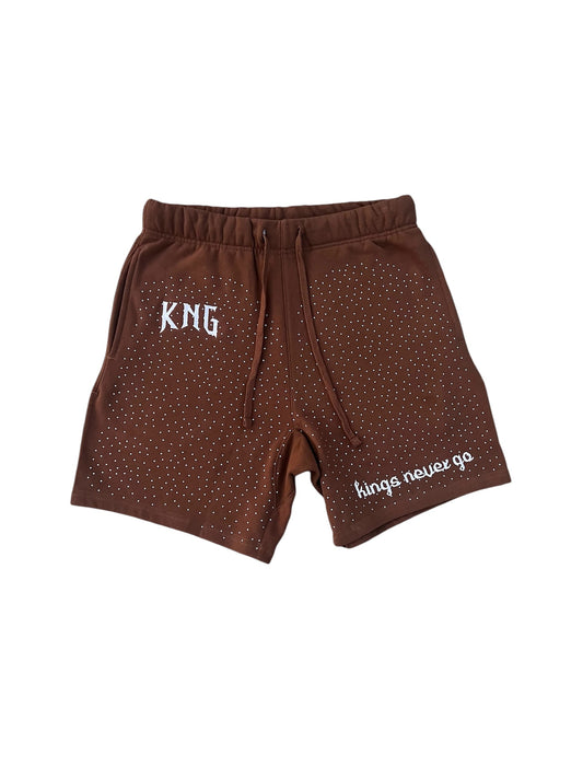 Rhinestone Shorts Brown