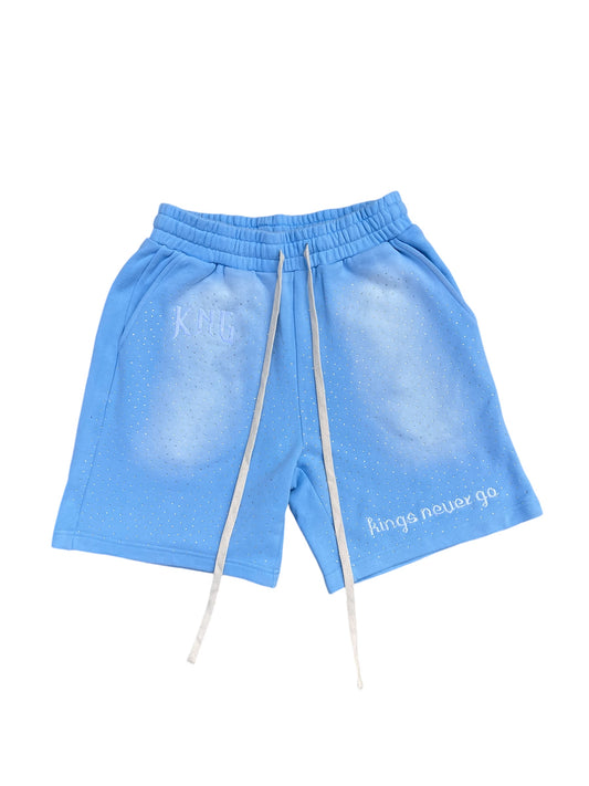 Rhinestone Shorts Sun Dried Light Blue